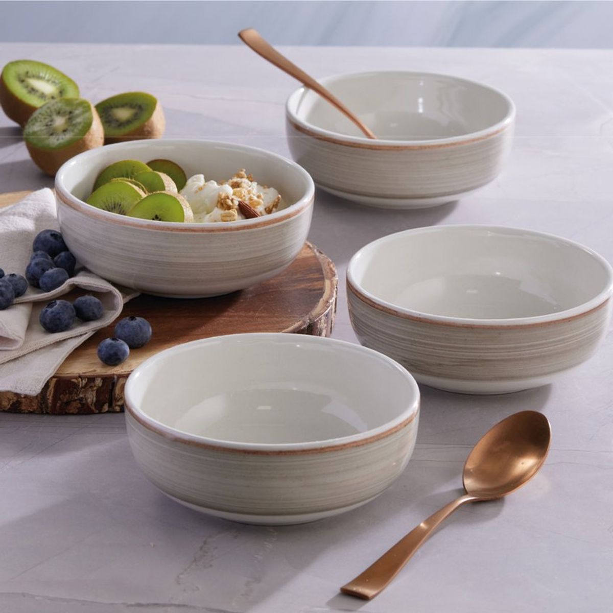 CORONA - Set 4 cerealeros caoba gris 622.8ml sl1607343104eu