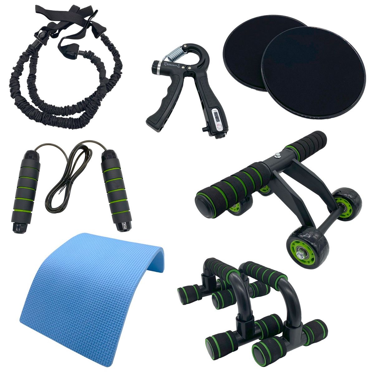 GENERICO - Kit Fitness Completo 7 Elementos Roll Cuerda Bandas Fit