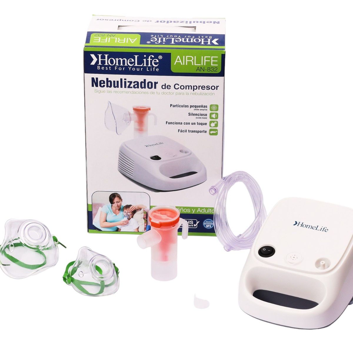 HOMELIFE - Nebulizador compresor  AIRLIFE 832 adulto pediátrico