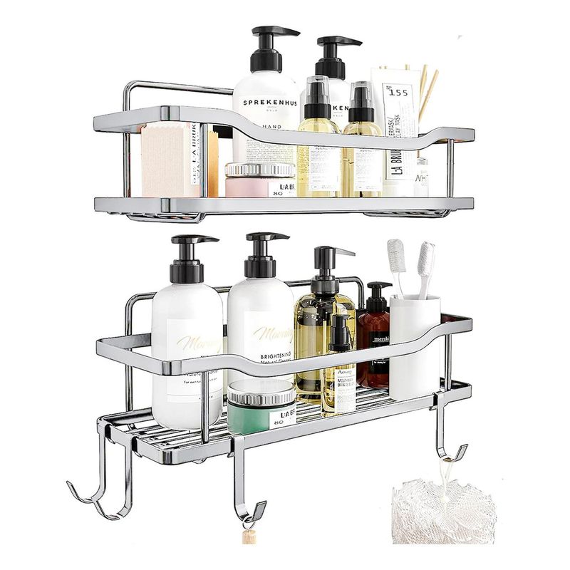 CASATUA - Organizador De Ducha Repisa Baño Adhesivo Set 2 Inoxidable - Negro-