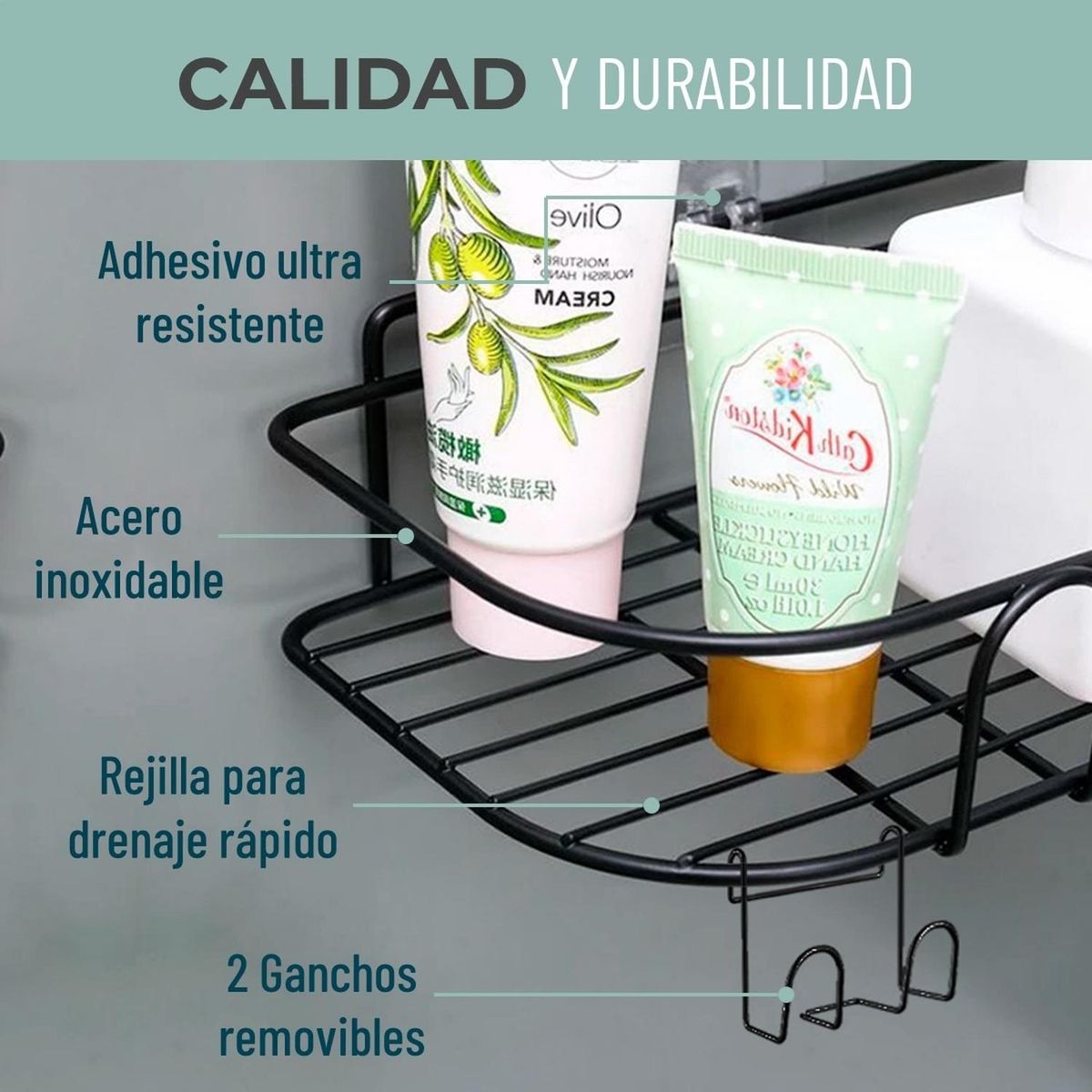 CASATUA - Organizador De Ducha Repisa Baño Adhesivo Set Inoxidable-