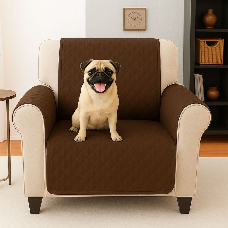 HAPPY BEAR - Forro Protector Sofá 1 Puesto Microfibra Cafe Beige.