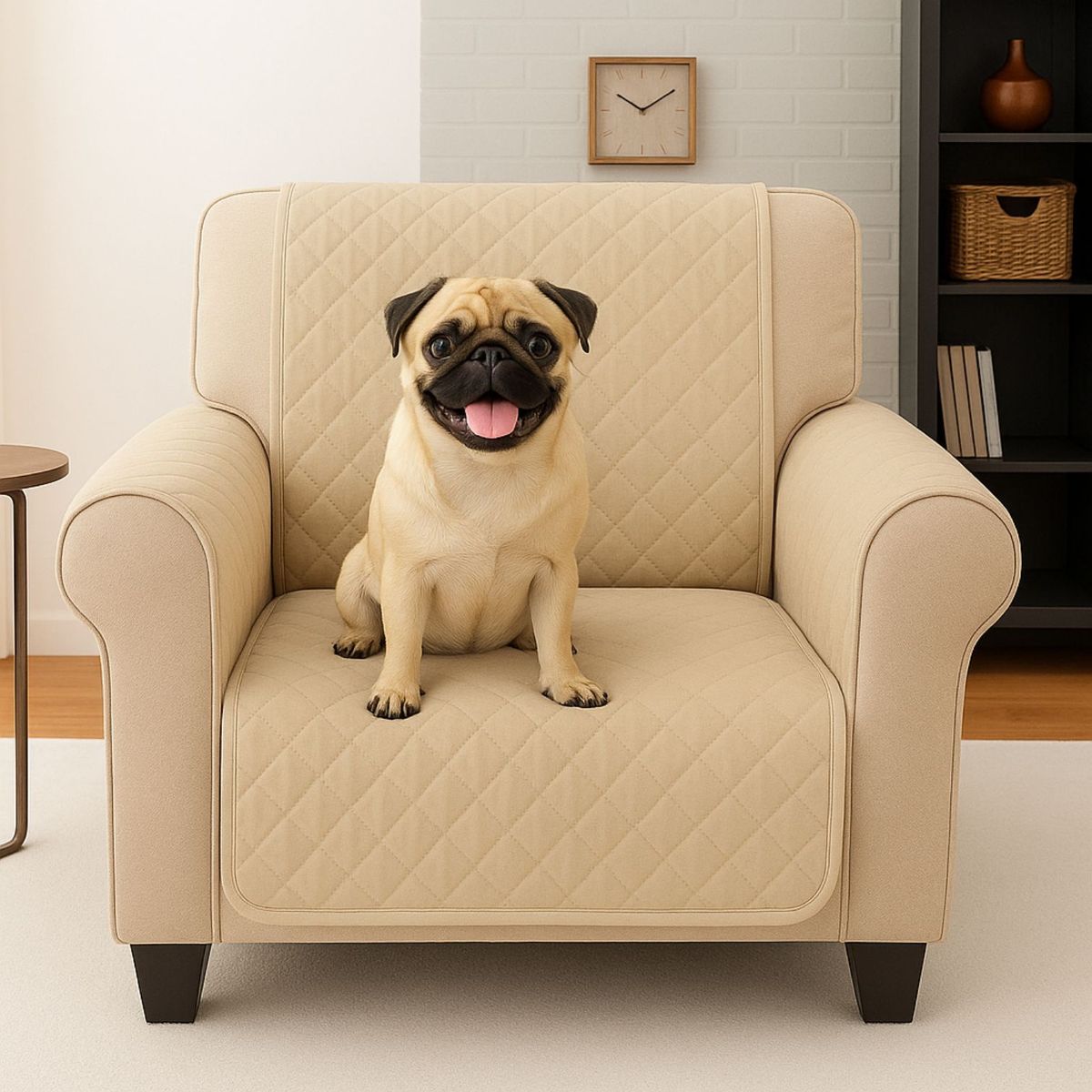 HAPPY BEAR - Forro Protector Sofá 1 Puesto Microfibra Cafe Beige