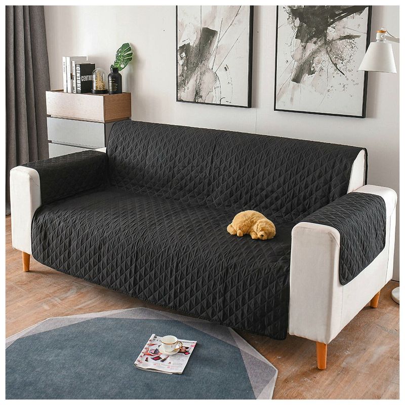 HAPPY BEAR - Forro Protector Sofá 3 Puestos Microfibra Negro Gris