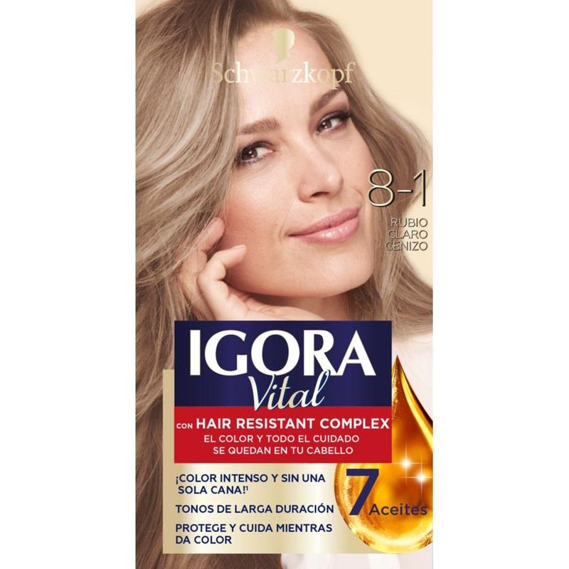IGORA - Tinte Igora Vital Permanente Rubio Claro Cenizo 8-1