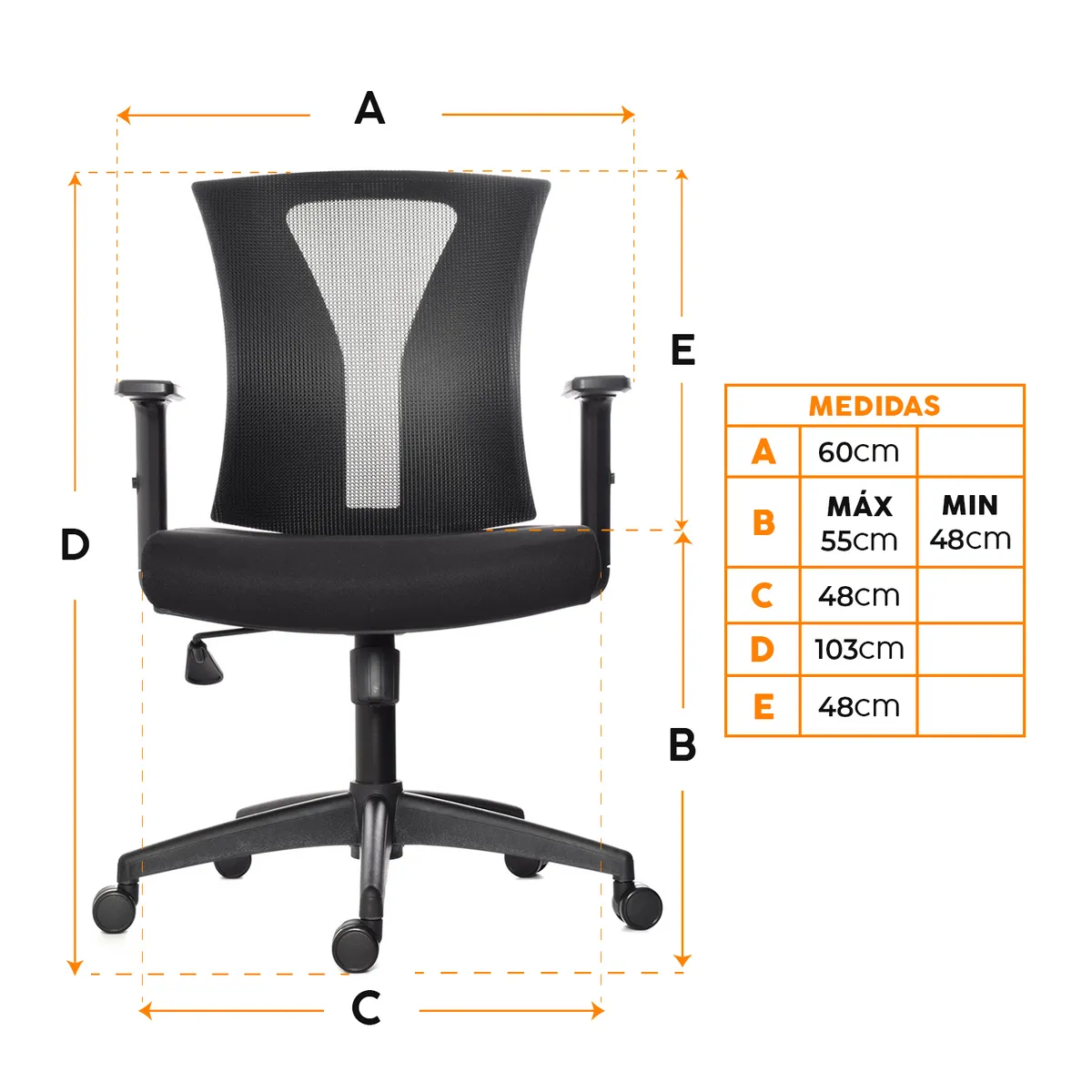 BONNO - Silla Ergonómica Niza Sin Soporte Lumbar Negro