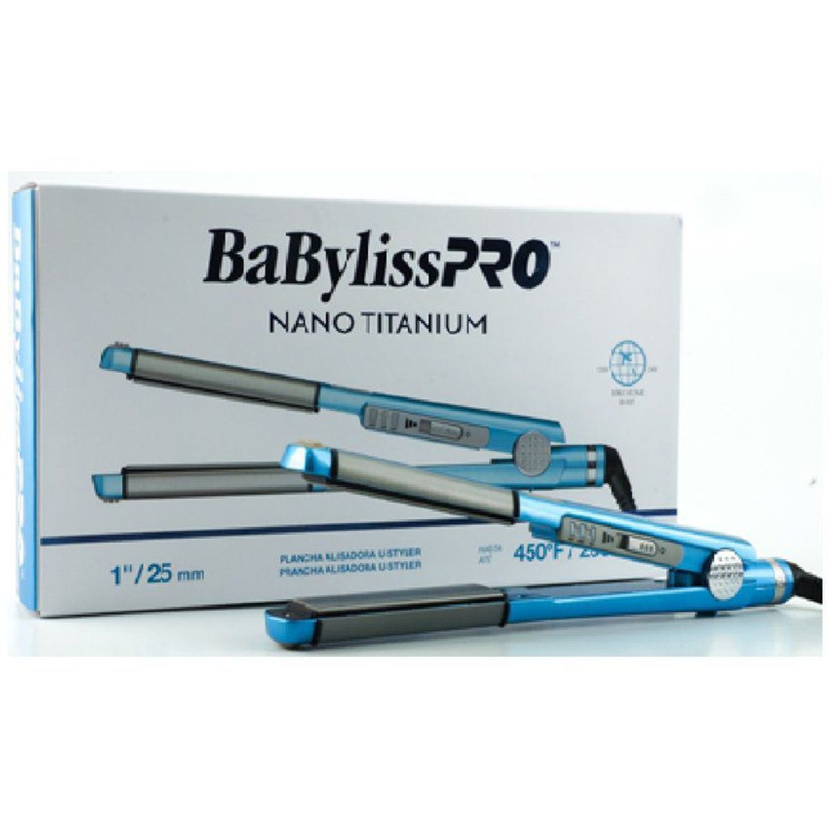 BABYLISS - Plancha Profesional Babyliss Nano Titanium Placas Laterales 1”