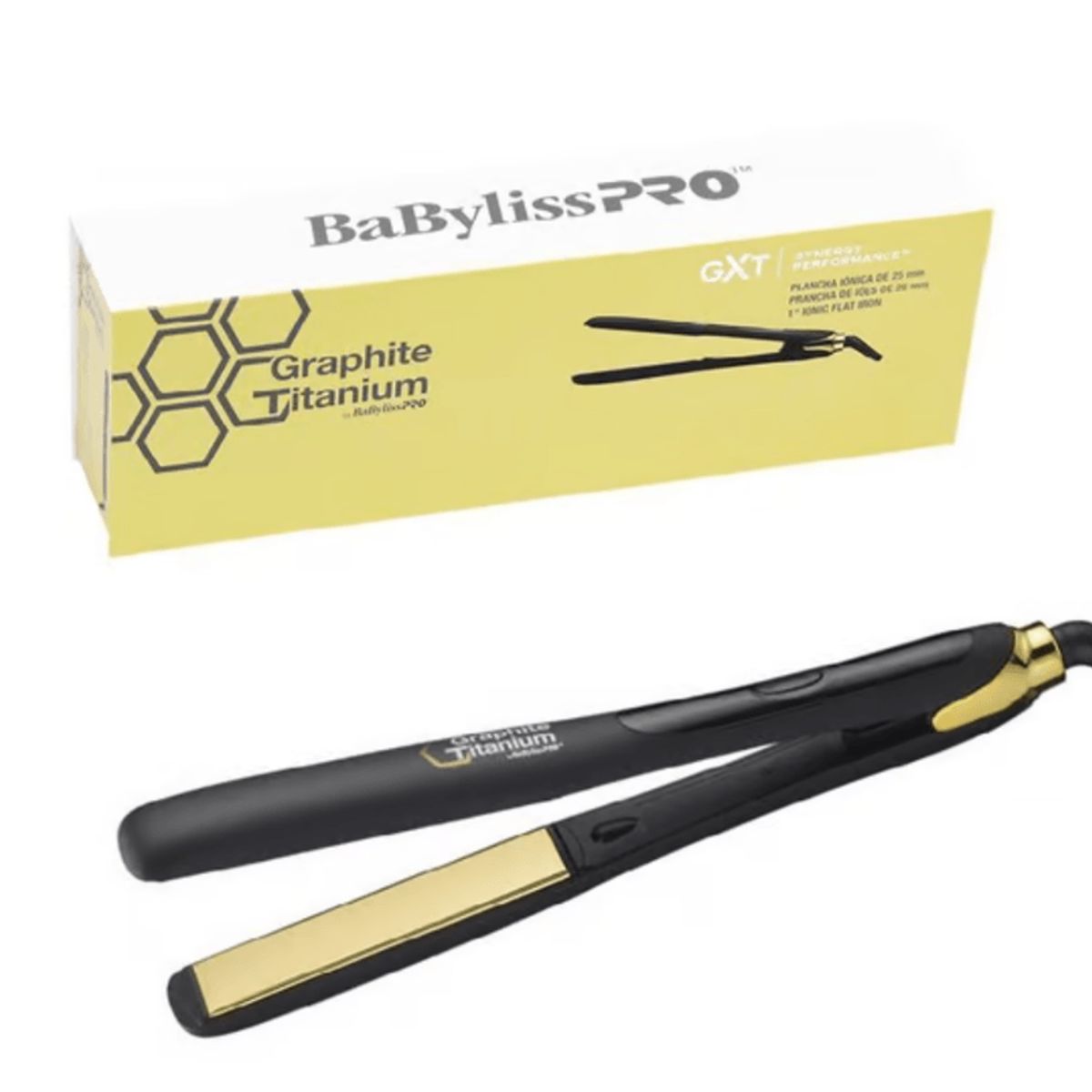 BABYLISS - Plancha Profesional Ionica Grafito Titanio Negra 1 ¼"  Babyliss