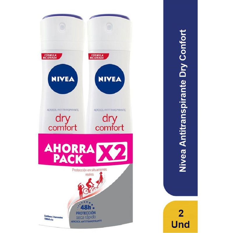 NIVEA - Nivea Desodorante Dry Comfort Mujer 2 X 150 Ml