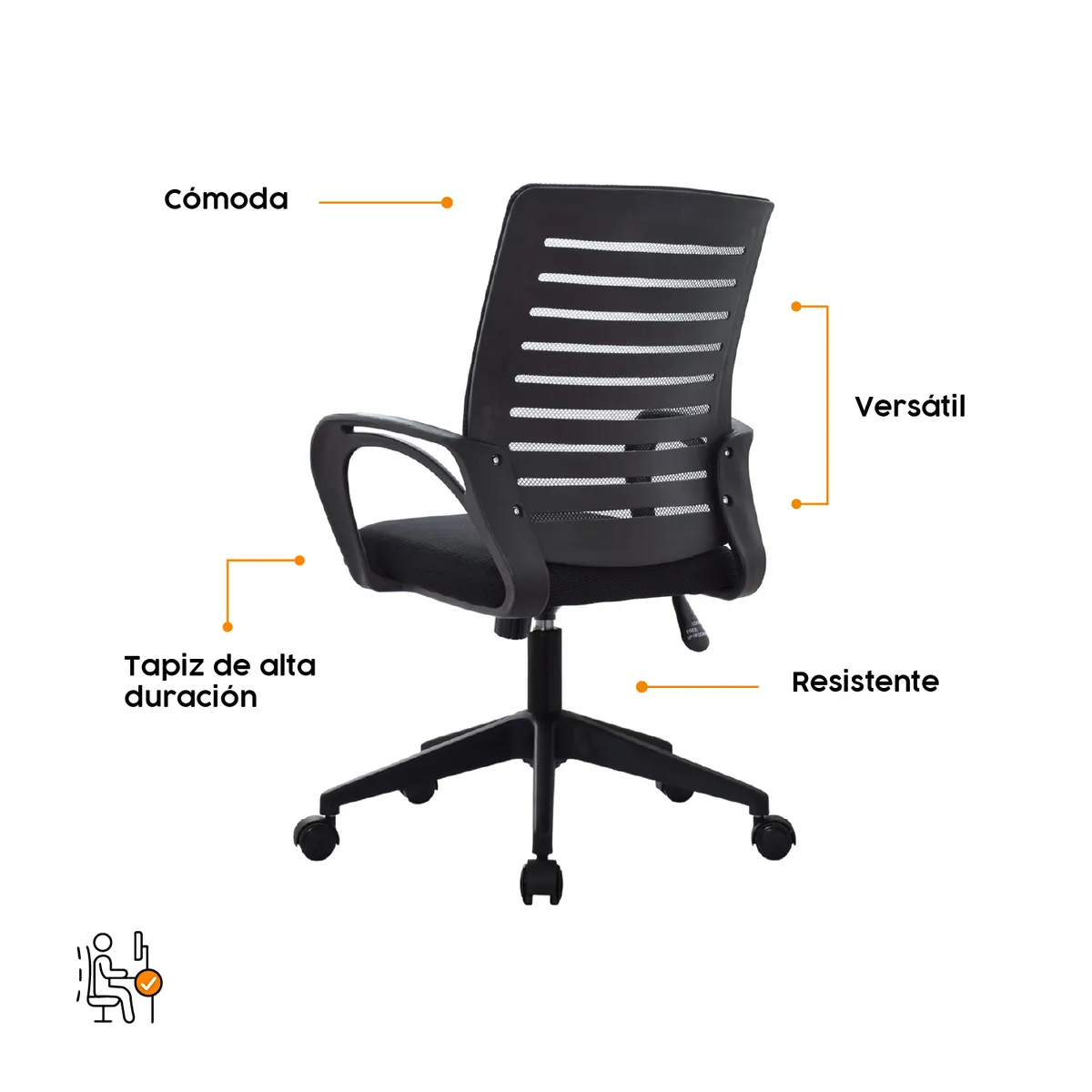 BONNO - Silla de Oficina Giratoria Lux HM Negro Base Negra