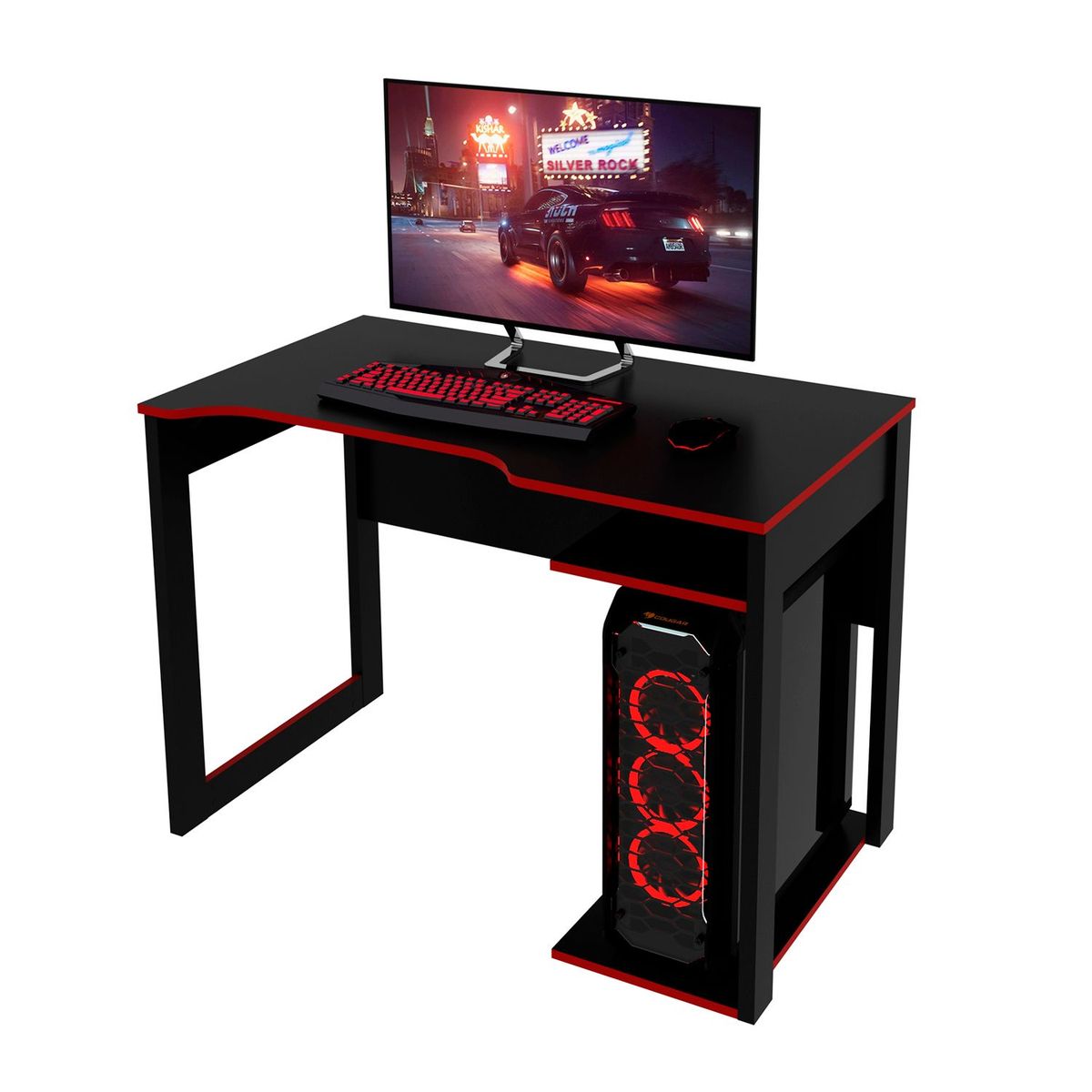 BONNO - Escritorio Gamer Thonet Negro-Rojo Bonno