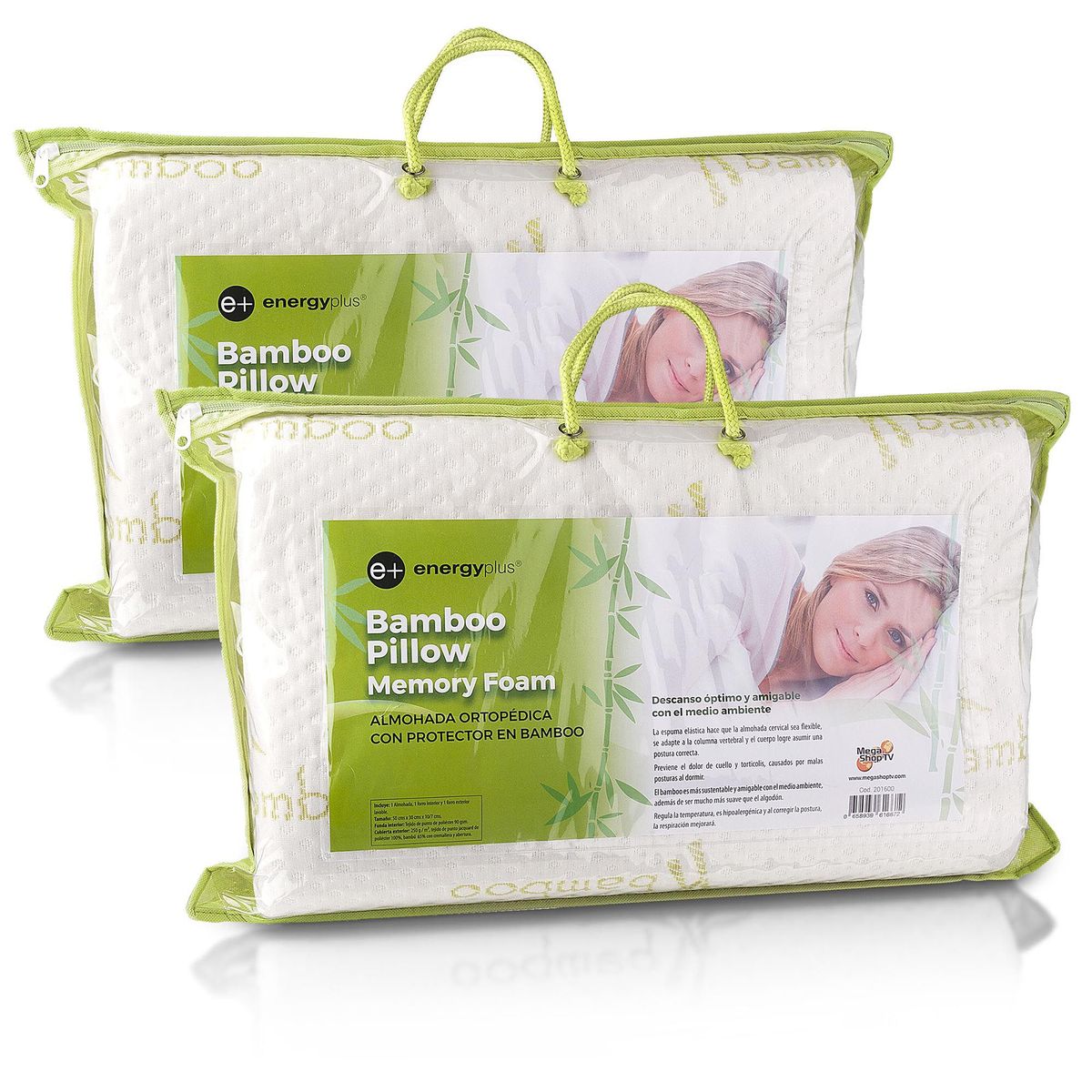 ENERGY PLUS - Combo Dos Almohadas ortopédicas con protector en Bamboo Energy Plus