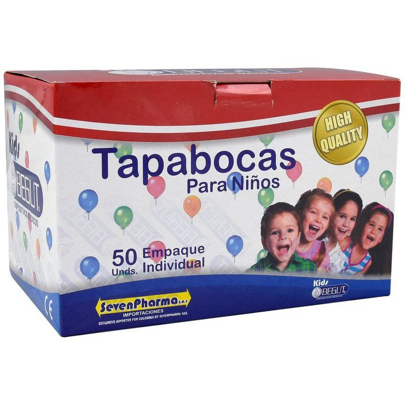 BEGUT - Tapabocas Para Niños Desechable De Uso General x 50 Und