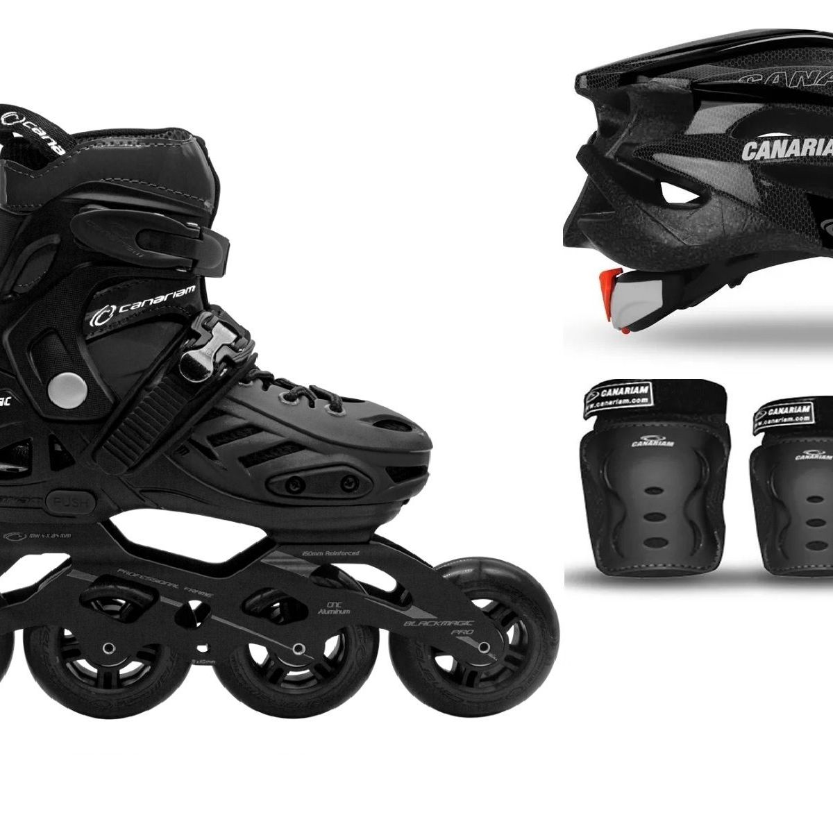 CANARIAM - COMBO PATINES BLACK MAGIC PRO PLUS NG 35-38 KITC2 CASCO SONIC