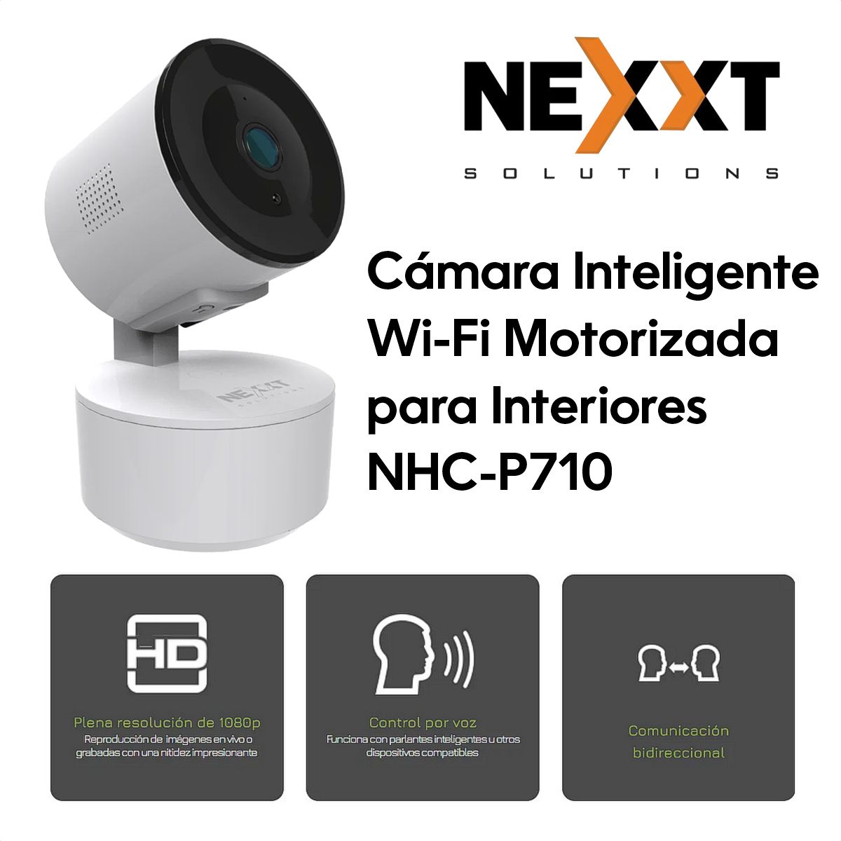 NEXXT SOLUTIONS - Cámara Inteligente Wifi Robótica 1080p Audio Nexxt Nhc-p710