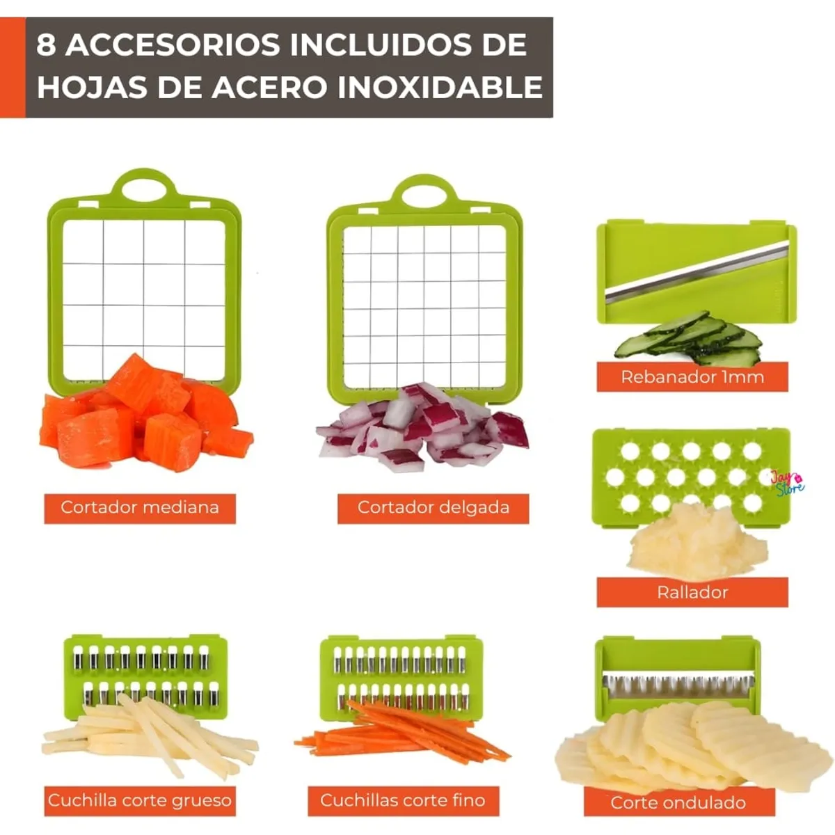 JAYSTORE - Cortador Picador Rallador Verduras Frutas Mandolina Ayudante 14 en 1