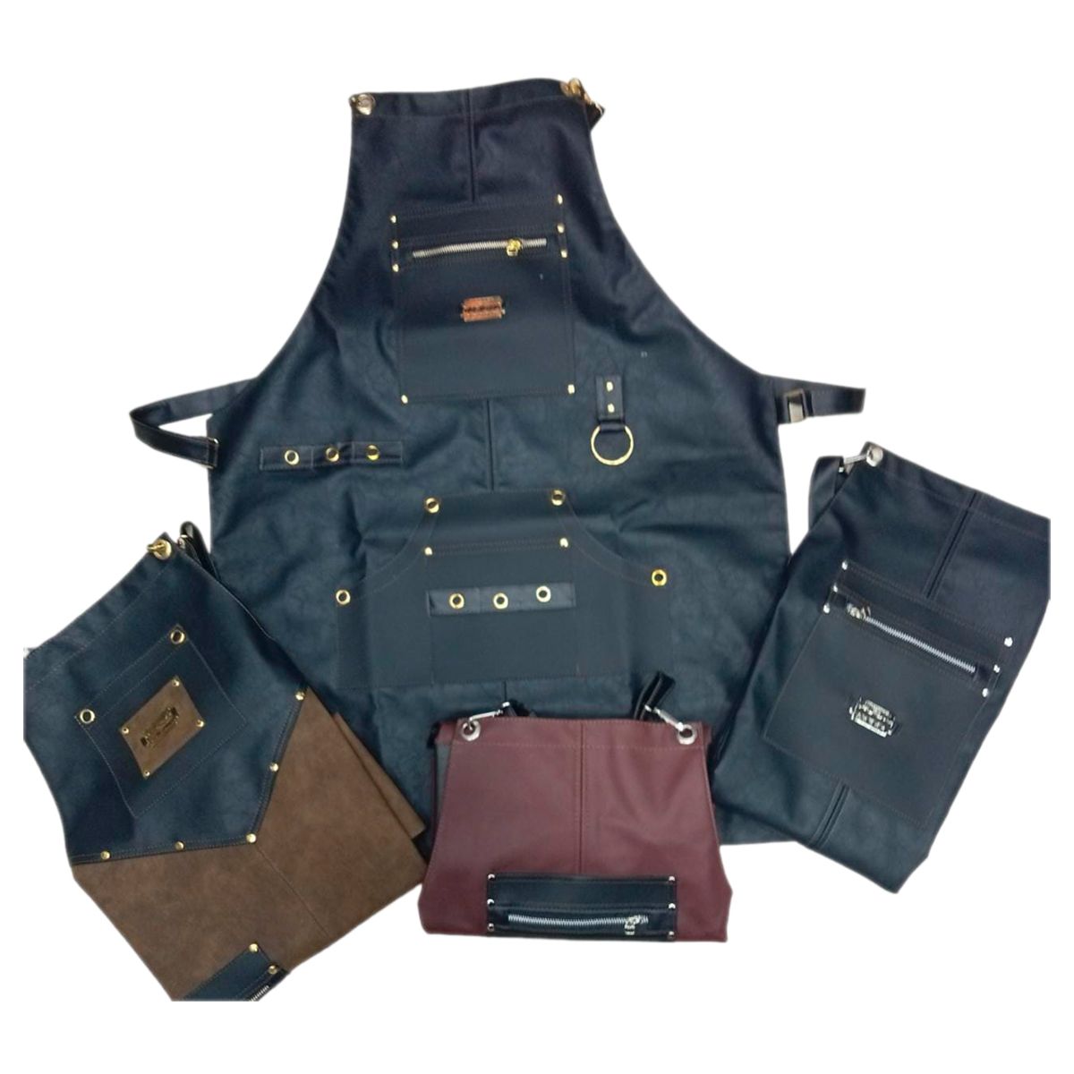 GENERICO - Mandil barbería barbero delantal profesional café negro