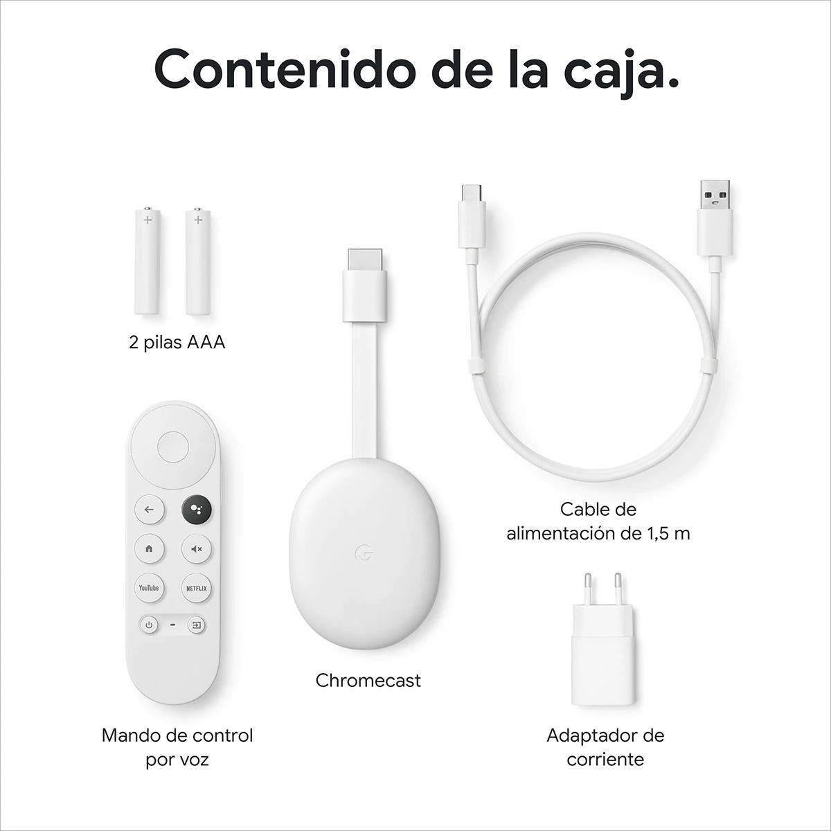 GOOGLE - Google Chromecast 4k Última Versión Reproductor Streaming Blanco