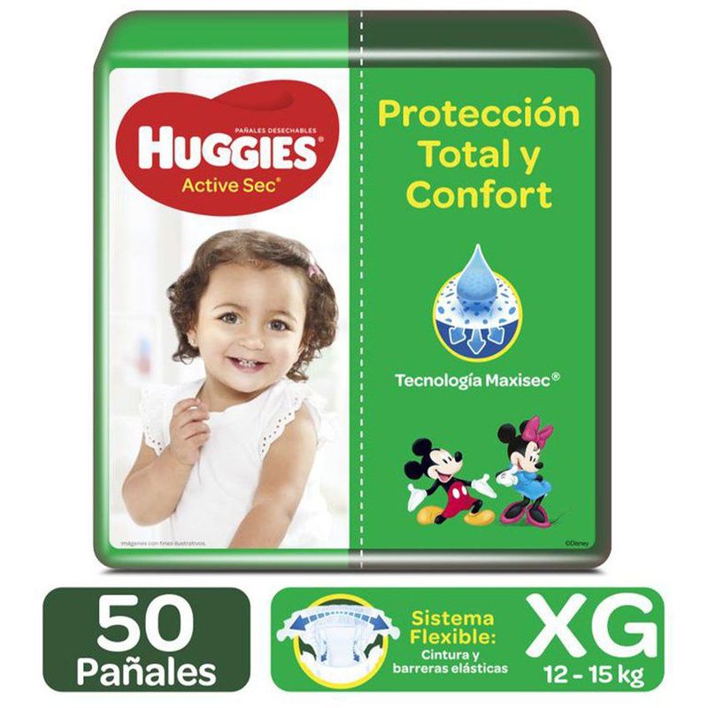 HUGGIES - Pañales Huggies Active Sec Etapa 4/XG X 50 Und