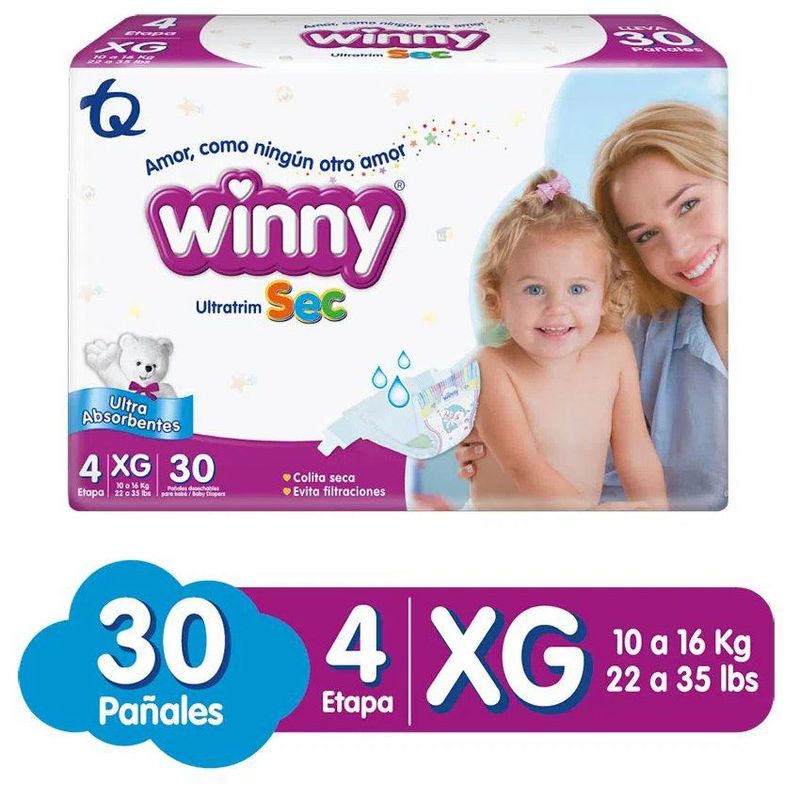 WINNY - Pañal Winny Ultratrim Sec Etapa 4 x 30 Und