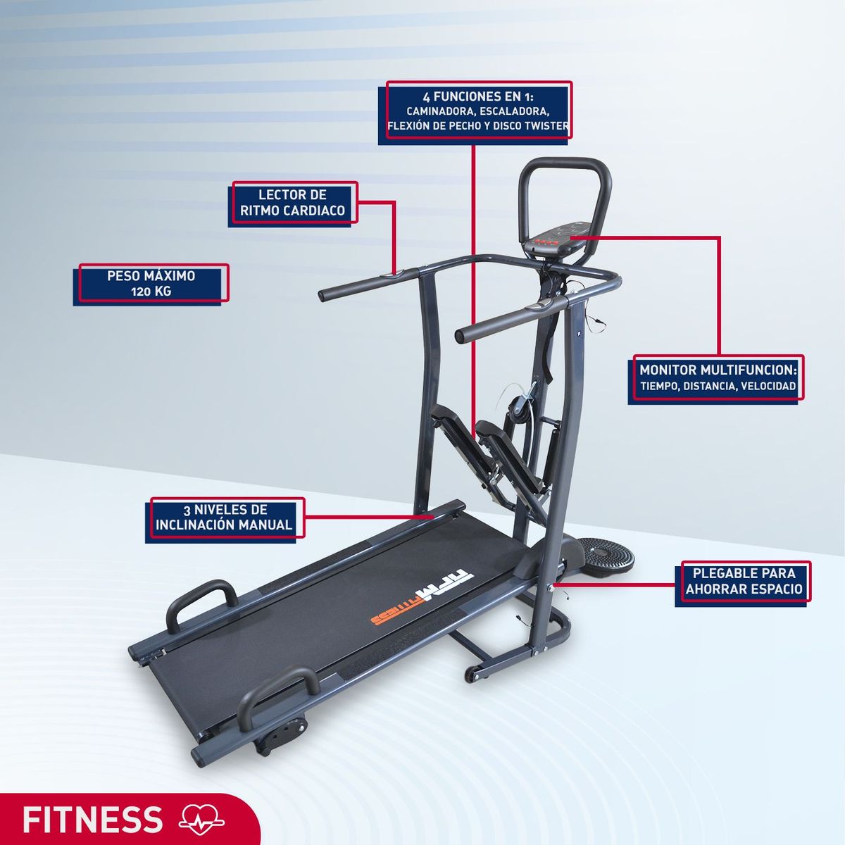 HOMESALE - Banda Caminadora 4 En 1 Home Sale Plegable Monitor 10 Km/h._..