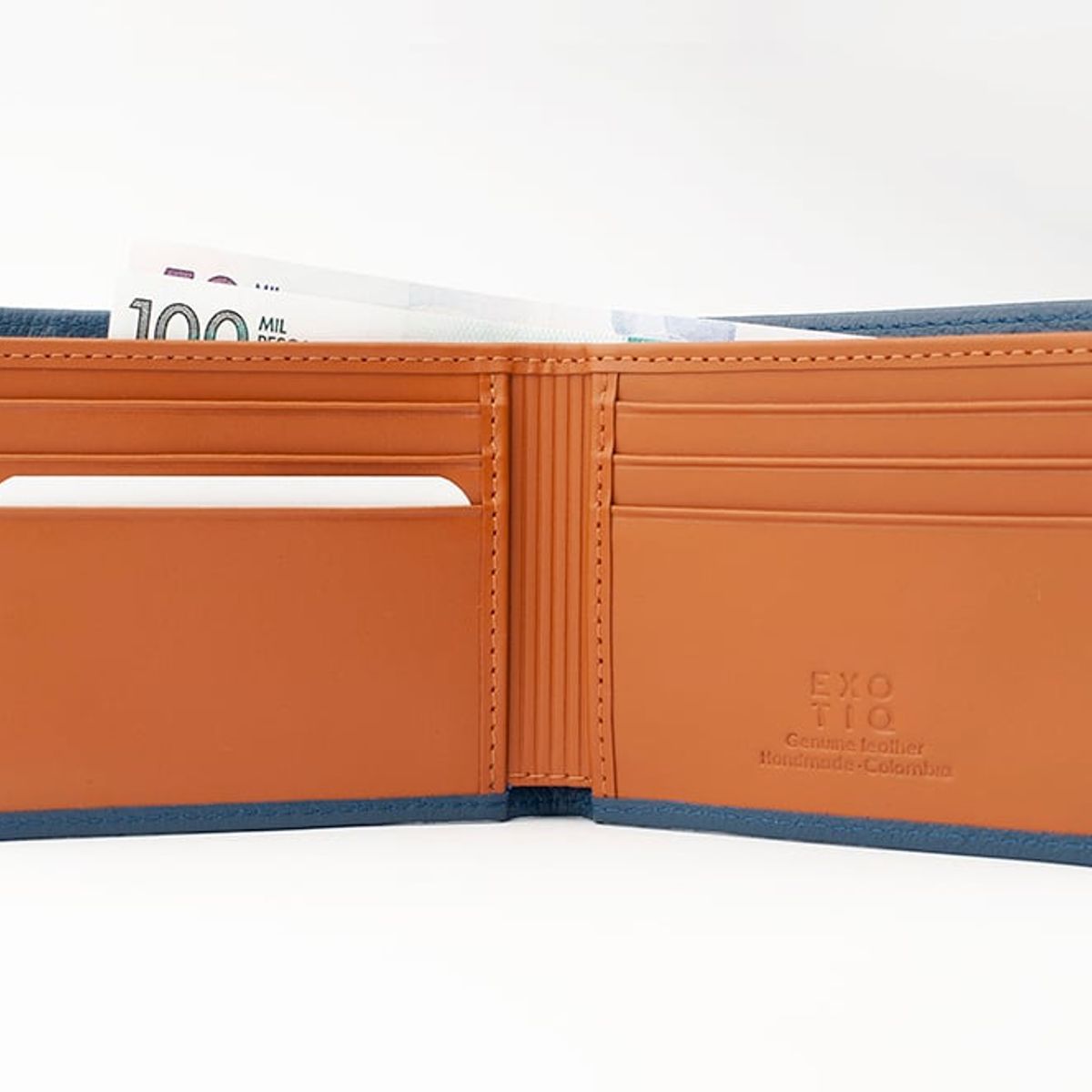 EXOTIQ - Billetera sencilla Reverse AzulNaranja Xo by belucci