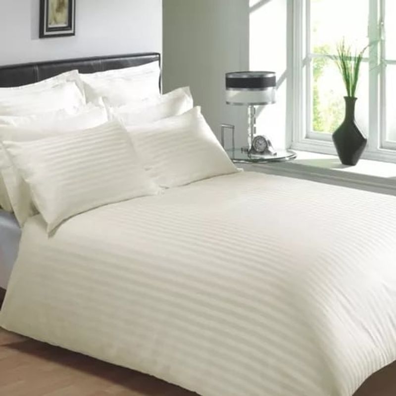 HAPPY BEAR - Funda Duvet Sencillo Microfibra Beige Líneas.