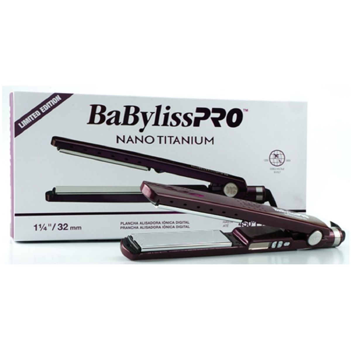 BABYLISS - Plancha Profesional Babyliss  4091 Digital - Nano Titanium Purpura 1 ¼"