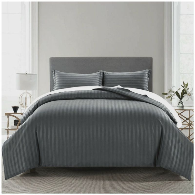 HAPPY BEAR - Funda Duvet Queen Microfibra Gris Lineas