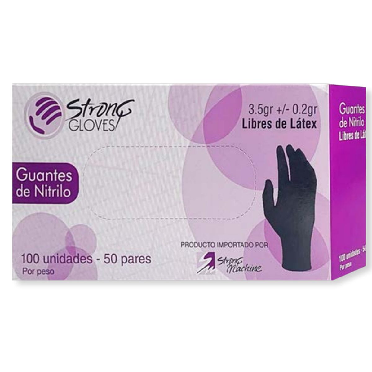 STRONGCASE - Guantes De Nitrilo Libre De Latex Talla M Strong Gloves Color Negro