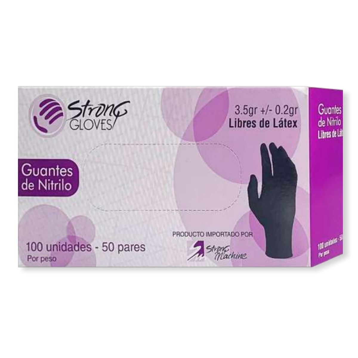 STRONGCASE - Guantes De Nitrilo Libre De Latex Talla S Strong Gloves Color Negro