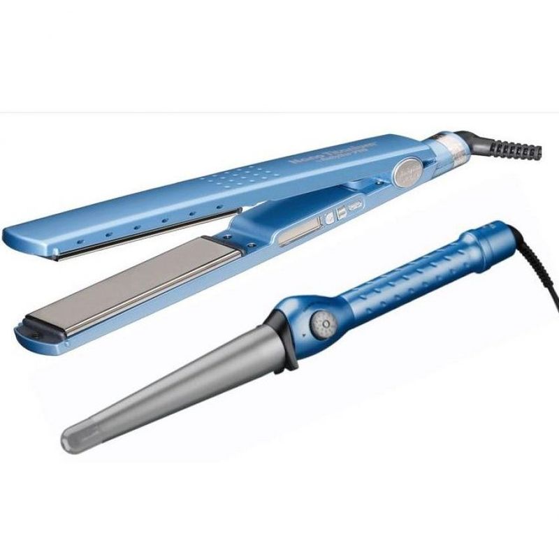 BABYLISS - Combo Plancha Profesional 2091 Azul 1 ¼" + Pinza Babyliss Nano Titanium 1 ¼"