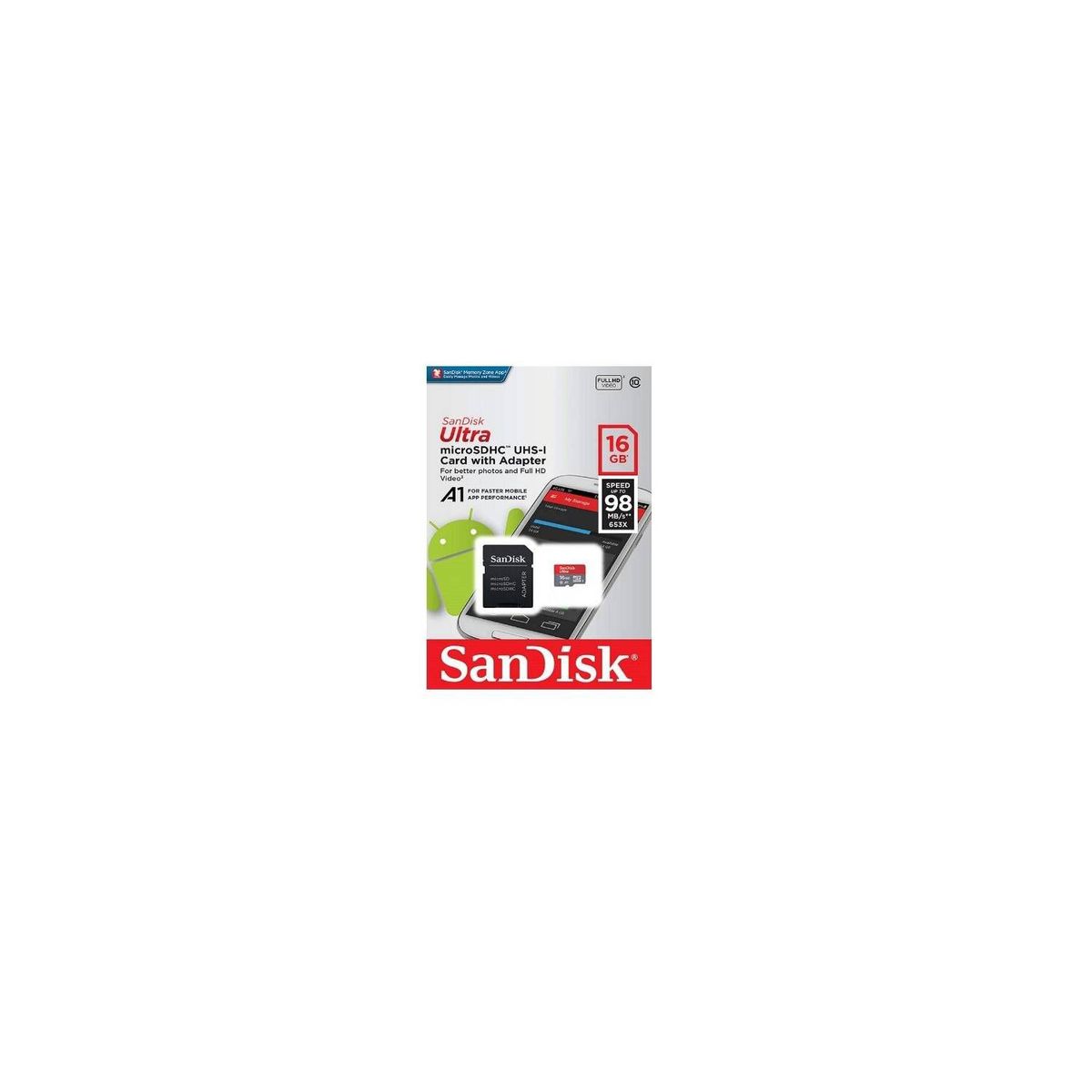 SANDISK - Tarjeta Micro Sd 16GB Clase 10 para Android Sandisk