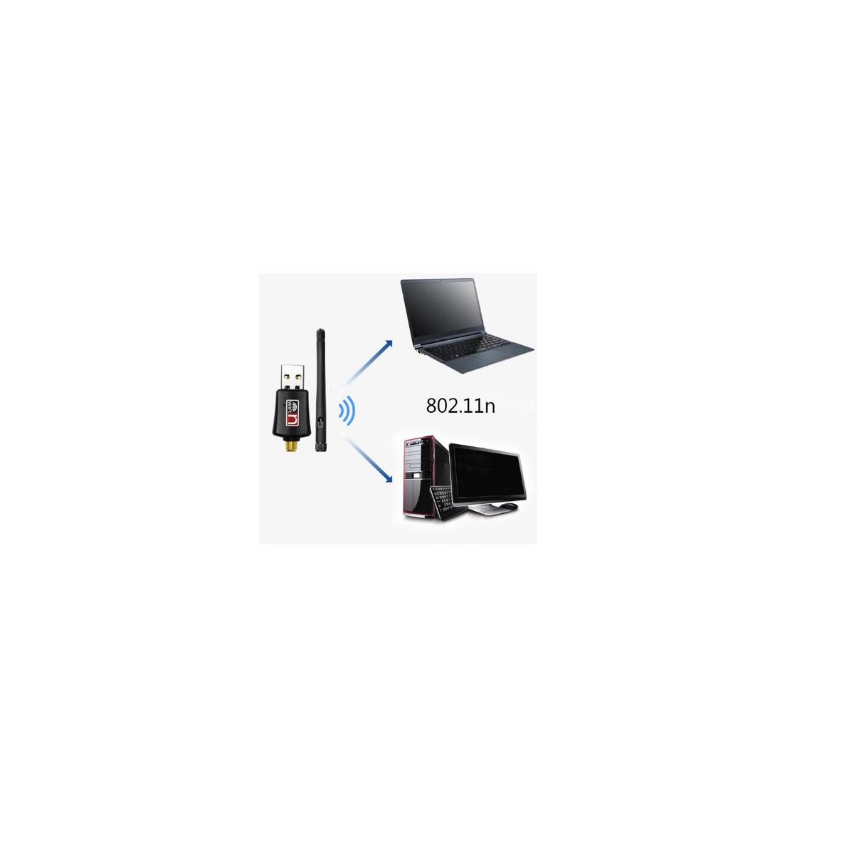 GENERICO - Adaptador usb wifi n 150 mbps con antena genérico