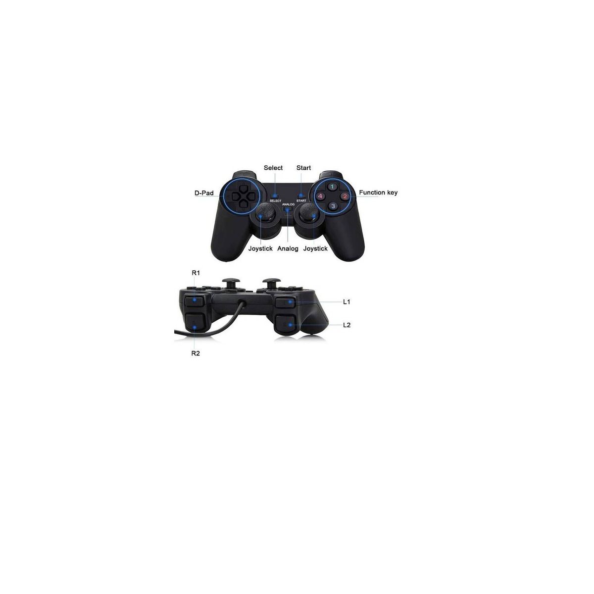 GENERICO - Control doble para pc alambrico vibration joypad