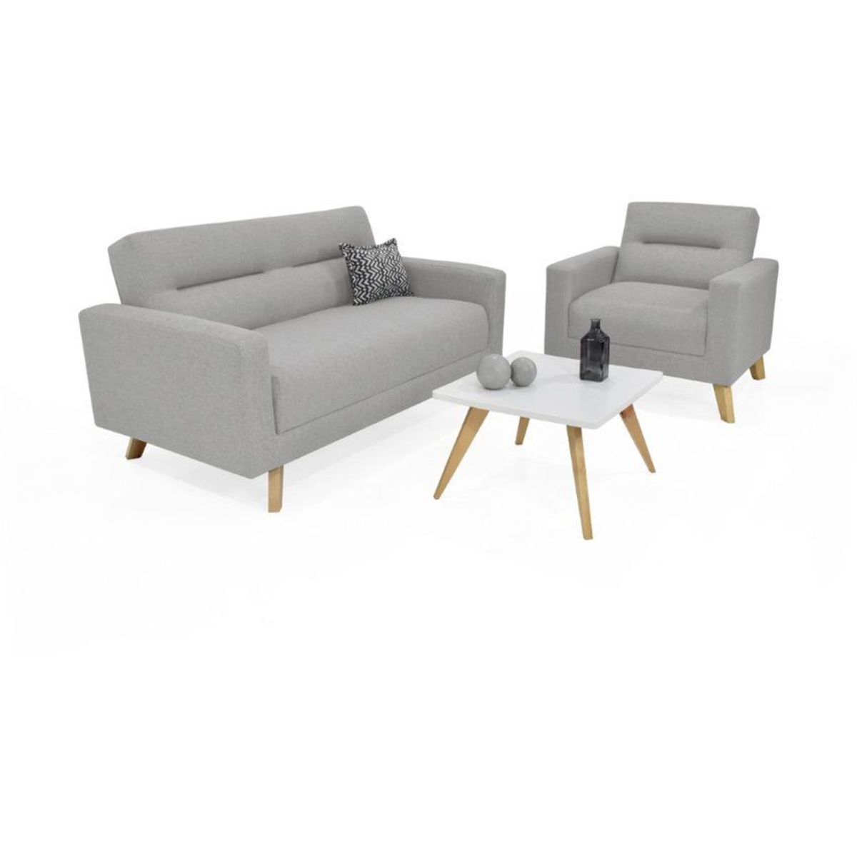 VENECIA - Sala Barza en Tela Plata con Mesa de Centro Nova