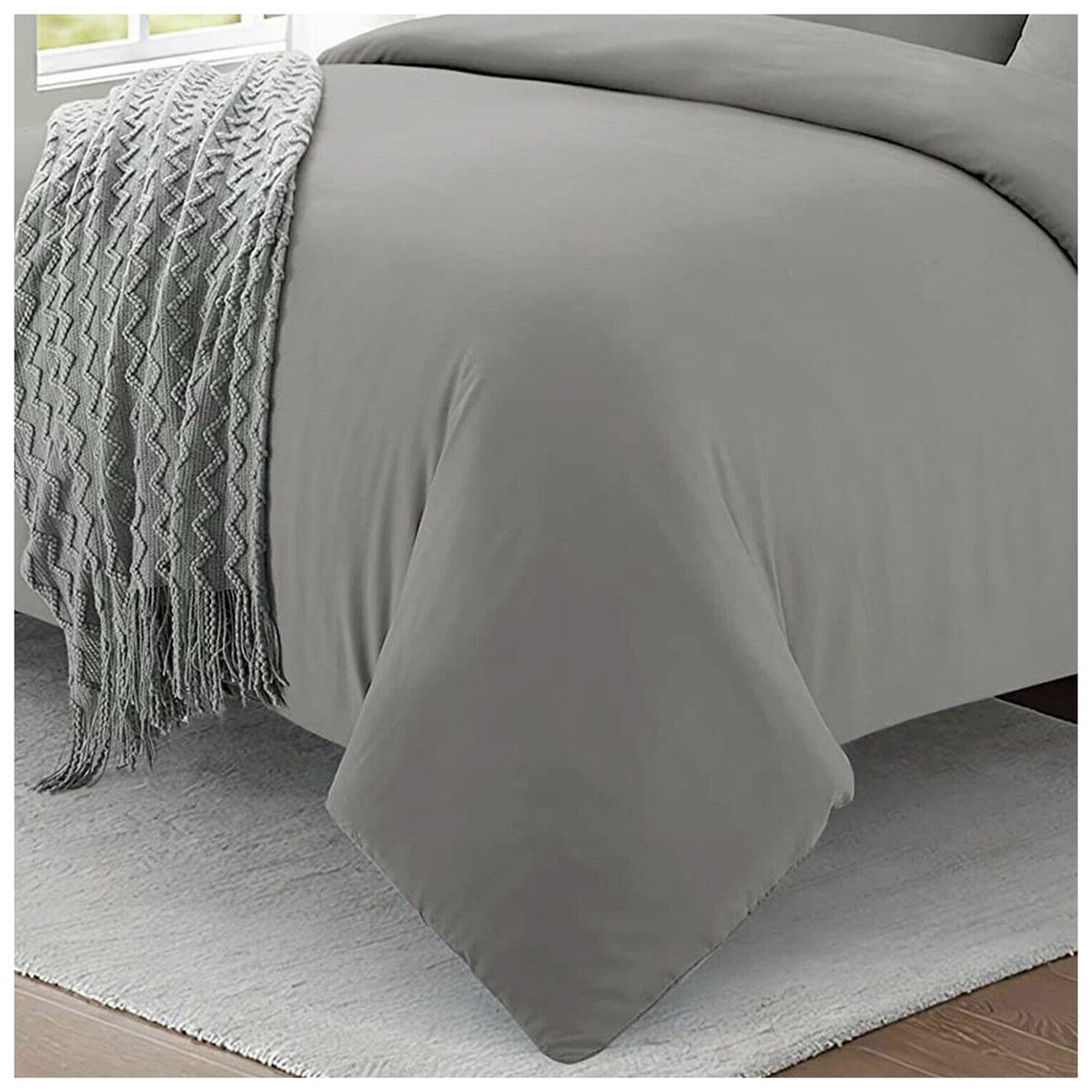 HAPPY BEAR - Funda Duvet Sencillo Microfibra Gris Liso