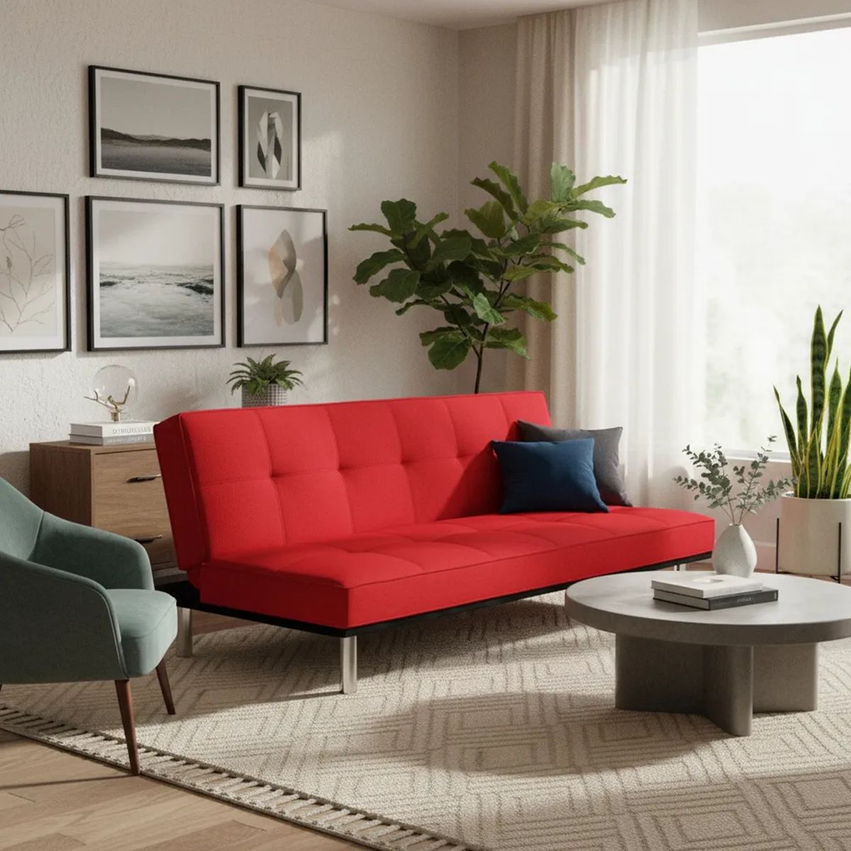 SOFA MARKET - Sofa Cama Aspen 3 Puestos Tela Rojo