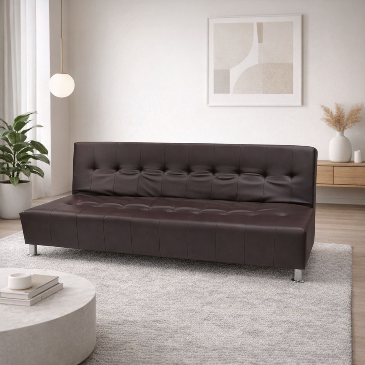 SOFA MARKET - Sofa Cama Master 3 Puestos Ecocuero Cafe