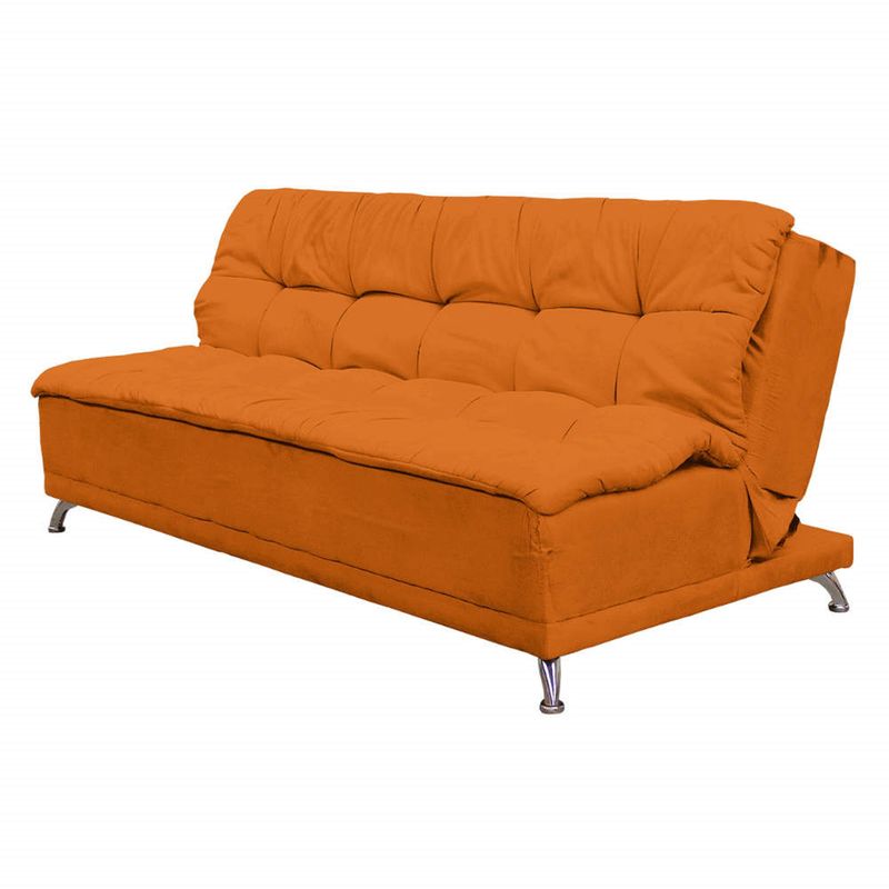 SOFA MARKET - Sofa Cama Blis 3 Puestos Tela Naranja