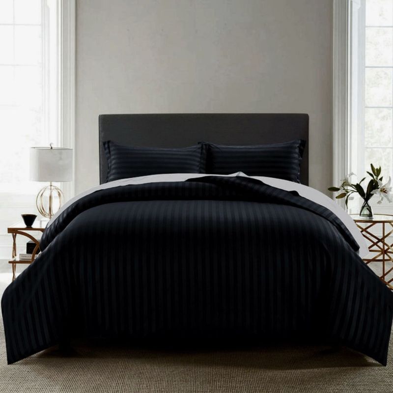 HAPPY BEAR - Funda Duvet Doble Microfibra Negro Lineas