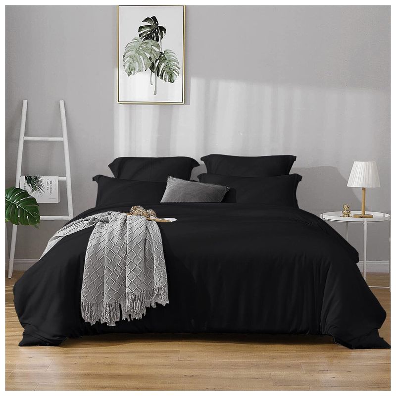 HAPPY BEAR - Funda Duvet Doble Microfibra Negro Liso