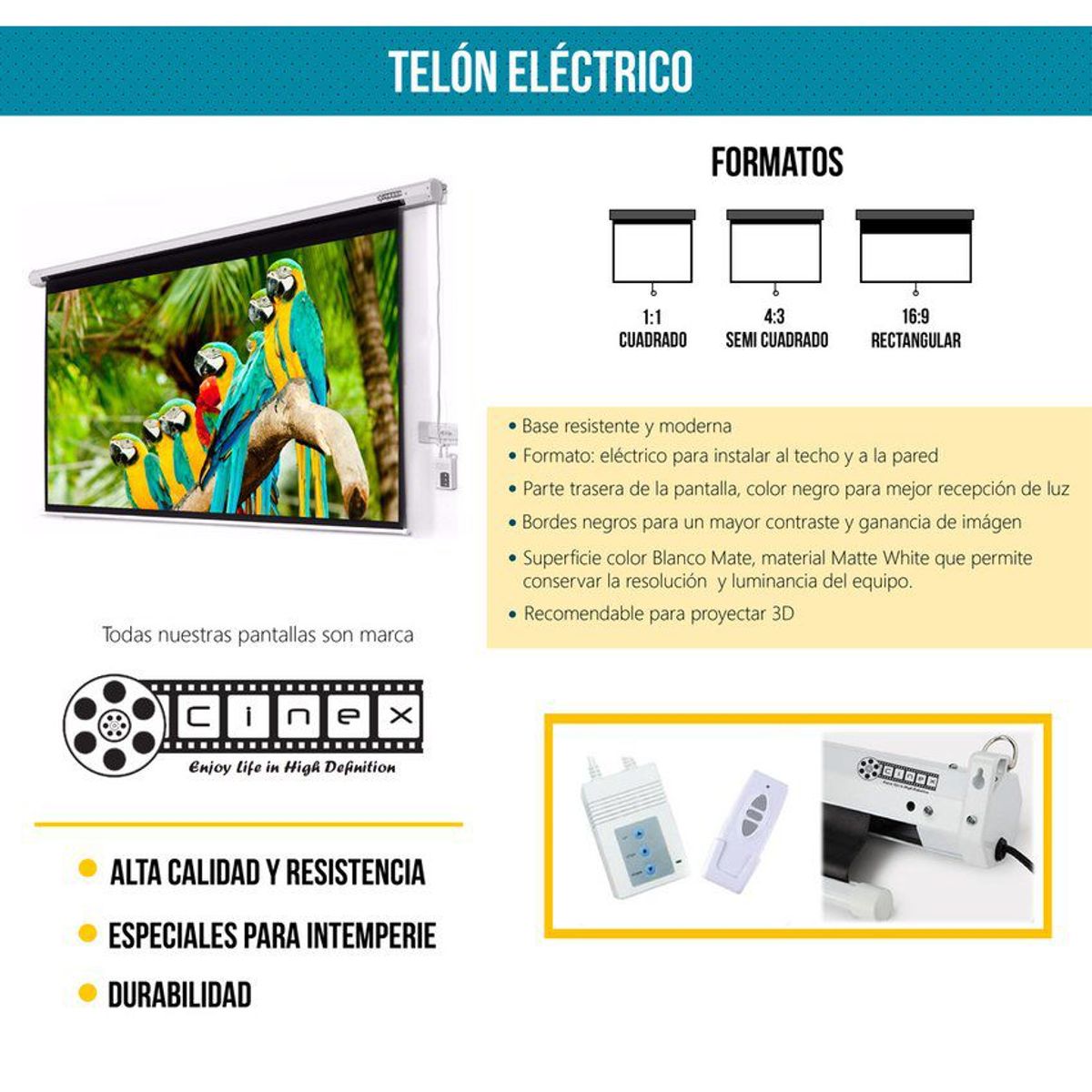 GENERICO - Pantalla telón de proyección eléctrica 244x183