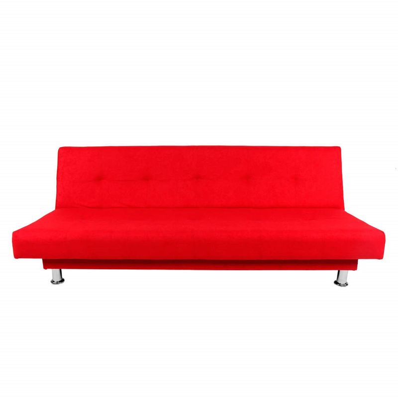 SOFA MARKET - Sofa Cama Basic 3 Puestos Tela Rojo