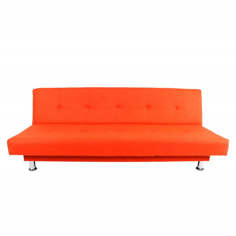 SOFA MARKET - Sofa Cama Basic 3 Puestos Tela Naranja