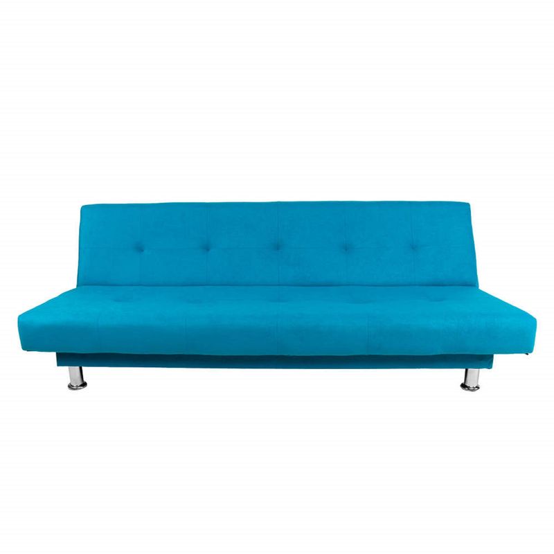 SOFA MARKET - Sofa Cama Basic 3 Puestos Tela Azul