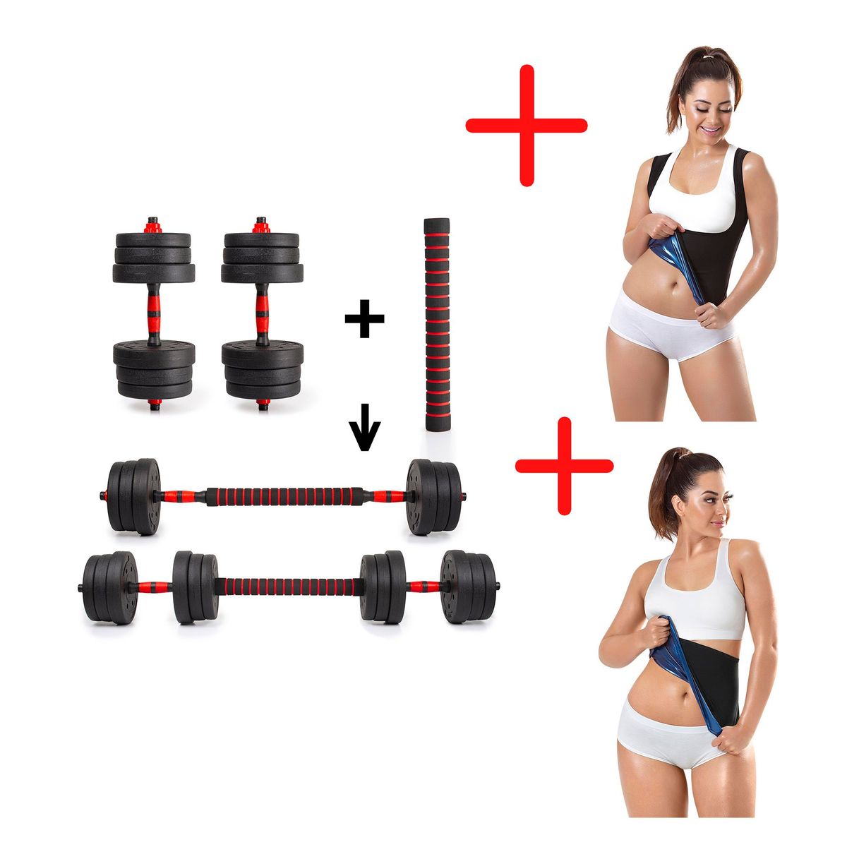 STYLE STARS - Combo Pesas 20kg  Cinturilla  Chaleco Dama Talla M