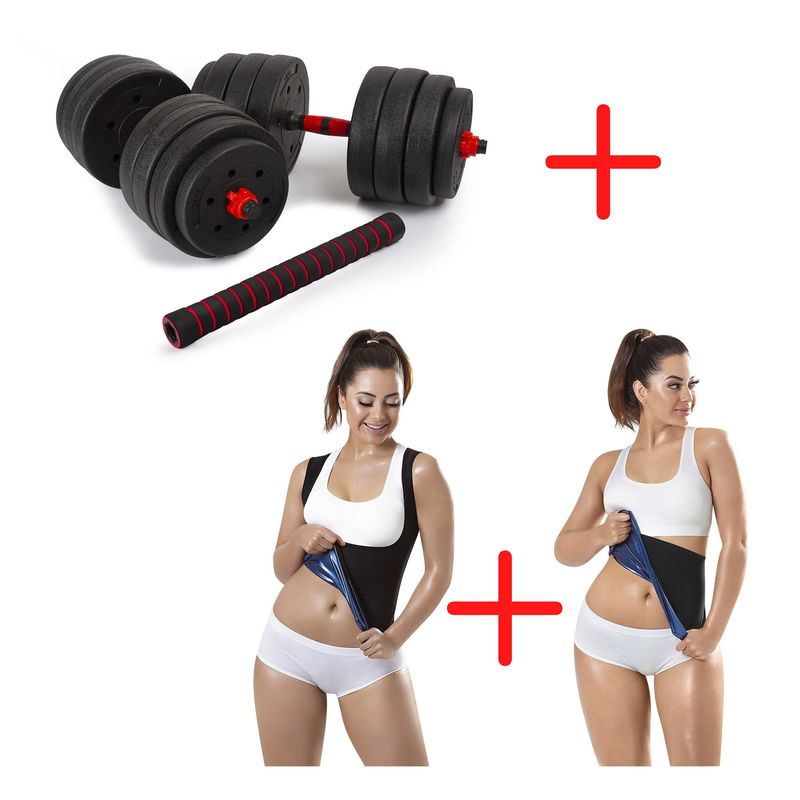 STYLE STARS - Mancuernas 40 Kg + Cinturilla + Chaleco Osmotex Dama Talla L