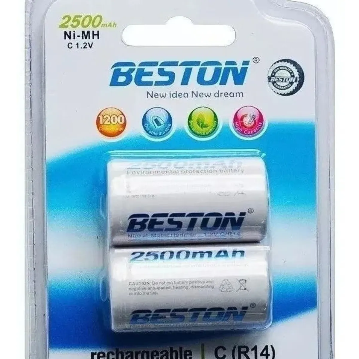 BESTON - Bateria Recargable Beston Tipo C R14 2500mAh