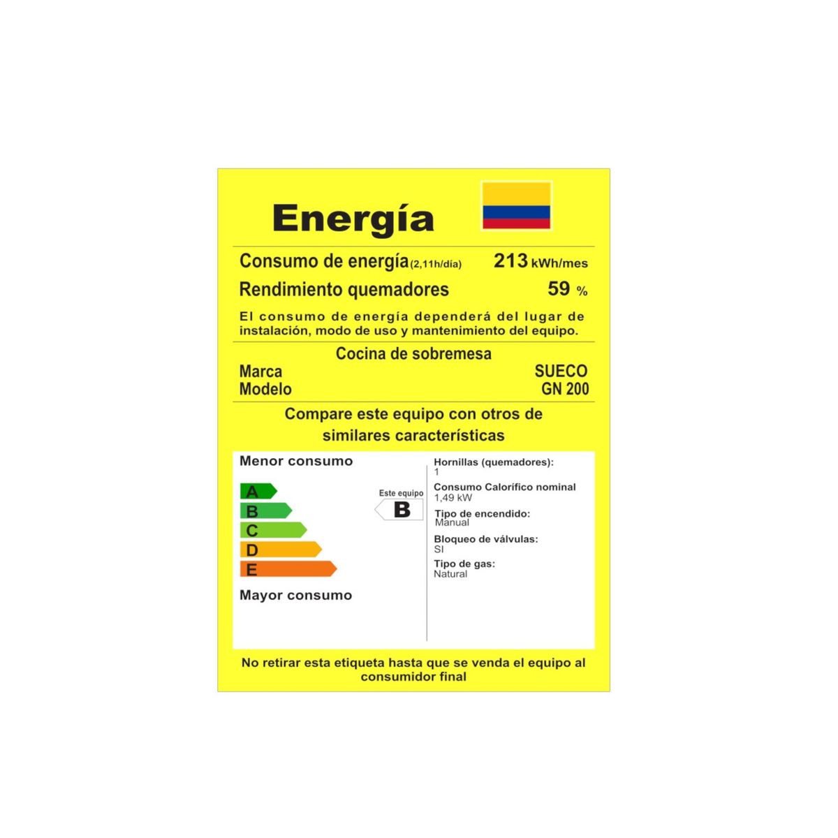 SUECO - Estufa de Sobremesa Sueco Gas Natural 1 Puesto